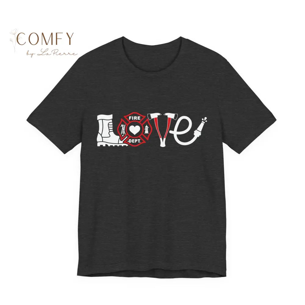 Firefighter / Firefighter Wife Shirt • Fire Dept Support Tee • Unisex Jersey Short Sleeve T-Shirt (XS–5XL) Dark Grey