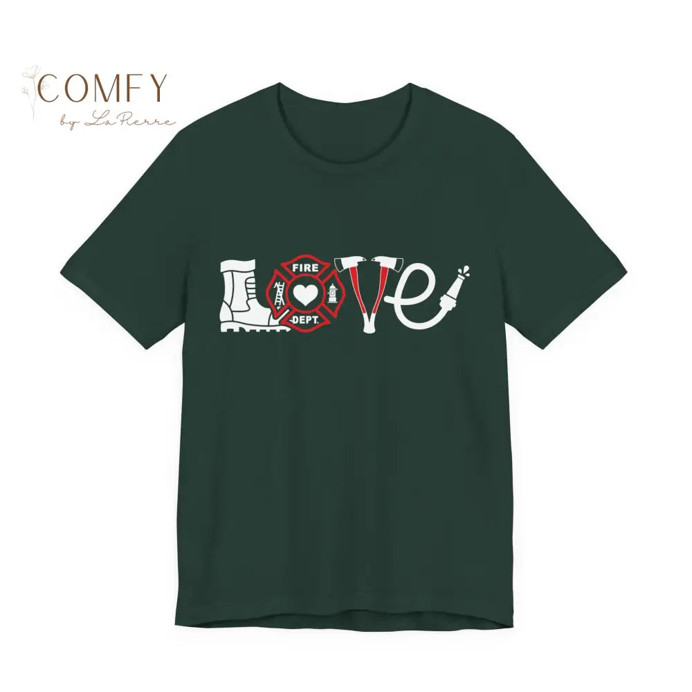 Firefighter / Firefighter Wife Shirt • Fire Dept Support Tee • Unisex Jersey Short Sleeve T-Shirt (XS–5XL) Forest / S