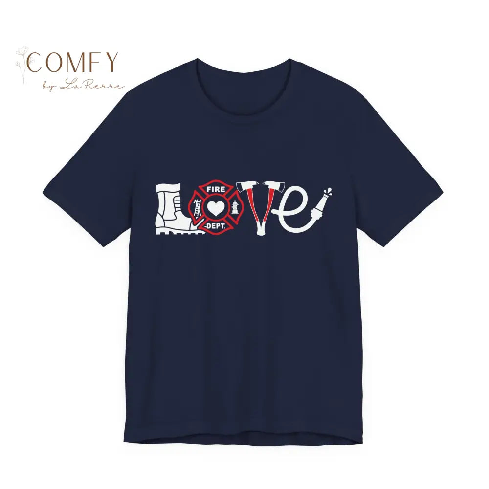 Firefighter / Firefighter Wife Shirt • Fire Dept Support Tee • Unisex Jersey Short Sleeve T-Shirt (XS–5XL) Navy / S