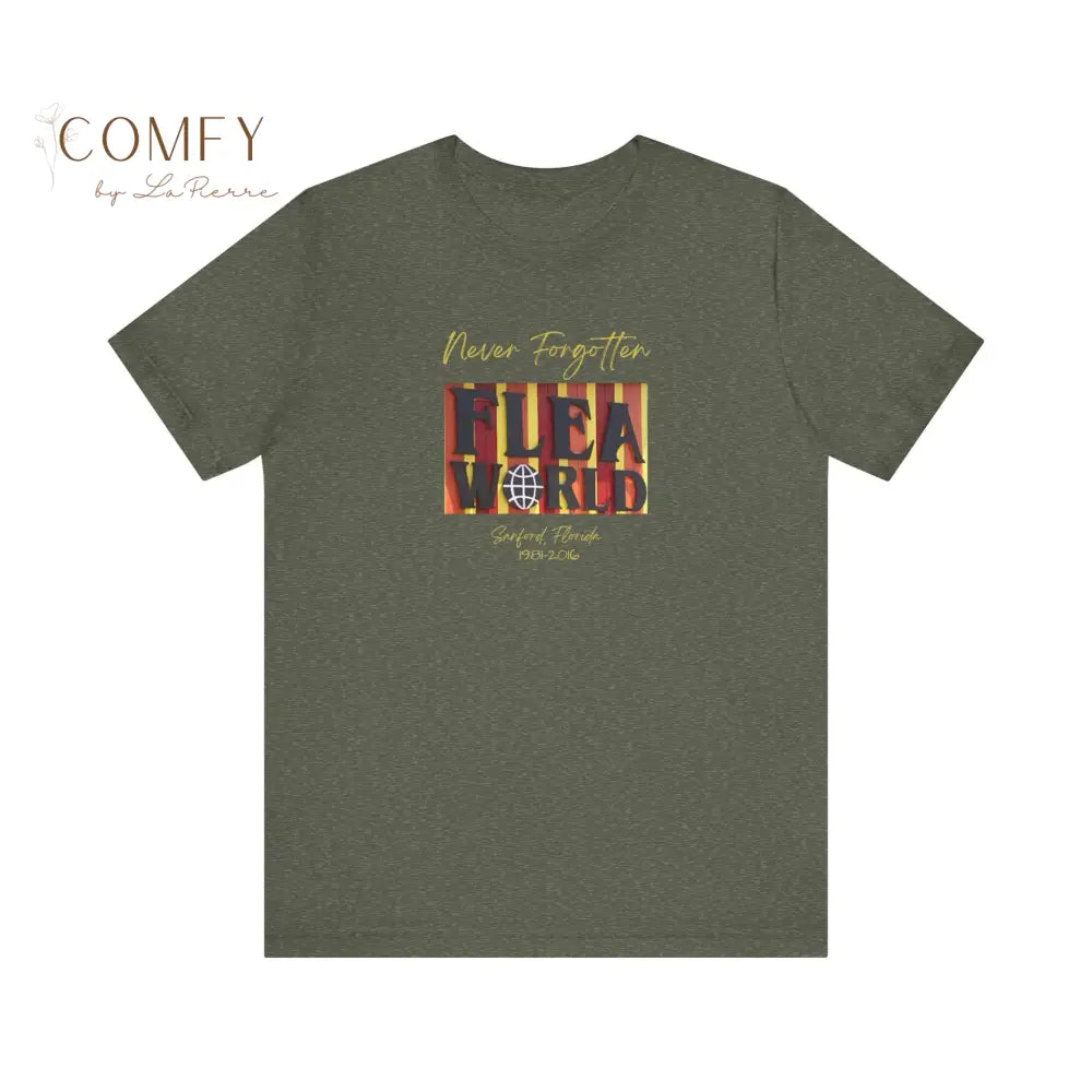 Flea World Sanford Florida Unisex Jersey Short Sleeve Tee (XS-5XL) Heather Military Green / XS T-Shirt