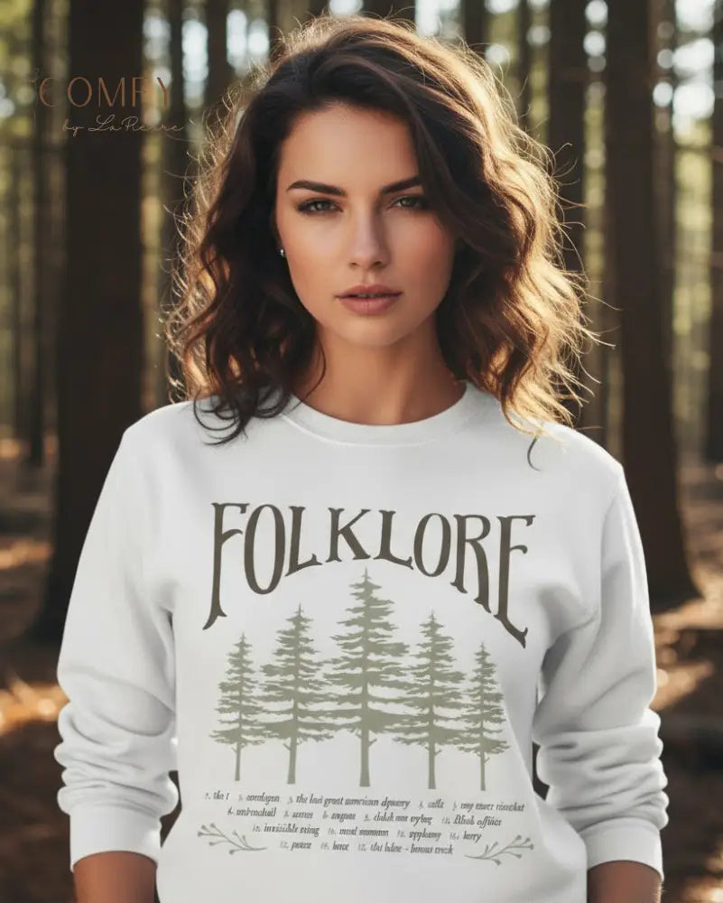 Folklore Lyrics TS Unisex Sweatshirt (S-2XL) Arctic White / S Sweatshirt