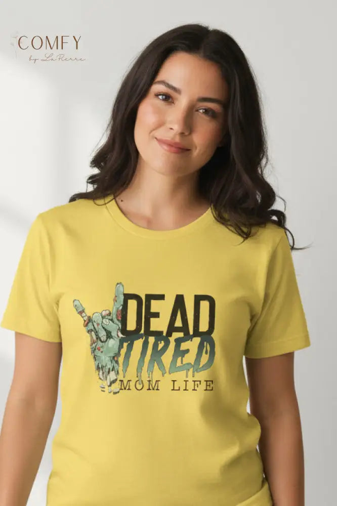 Funny Dead Tired Mom Shirt • Exhausted Mom Life Tee • Parenting Humor Graphic T-Shirt • Unisex Jersey Tee XS–5XL T-Shirt