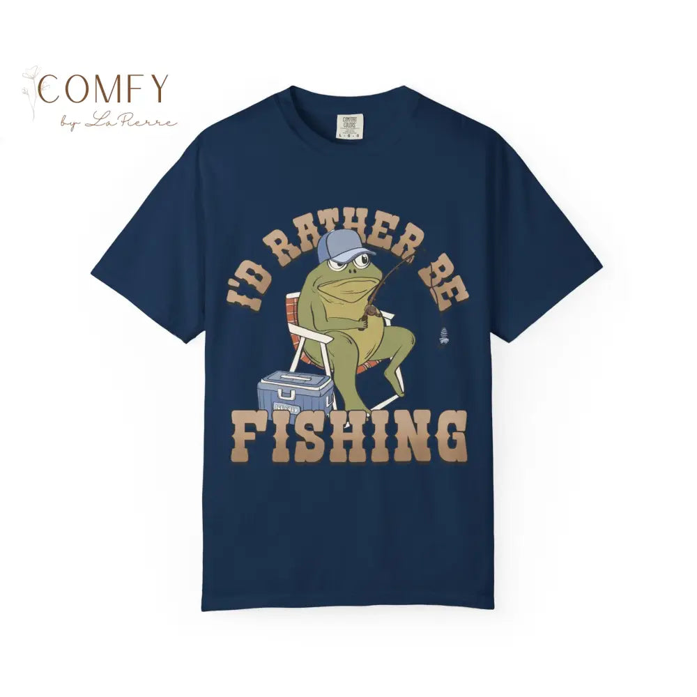 Funny Frog Fishing Shirt • “I’d Rather Be Fishing” Frog Tee • Cute Fisherman Humor Graphic T-Shirt • Unisex