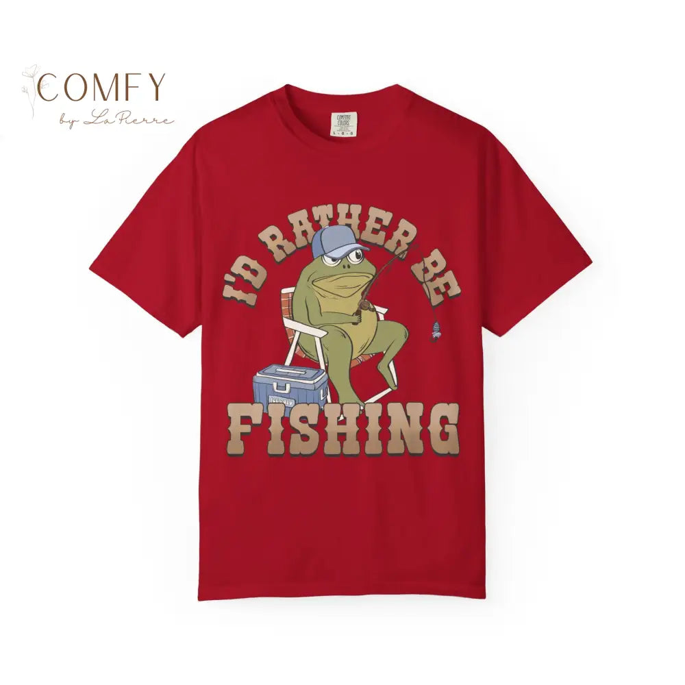 Funny Frog Fishing Shirt • “I’d Rather Be Fishing” Frog Tee • Cute Fisherman Humor Graphic T-Shirt • Unisex