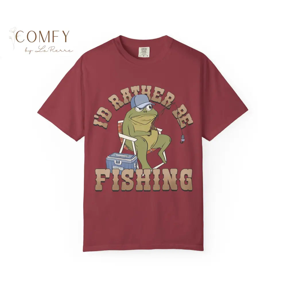 Funny Frog Fishing Shirt • “I’d Rather Be Fishing” Frog Tee • Cute Fisherman Humor Graphic T-Shirt • Unisex