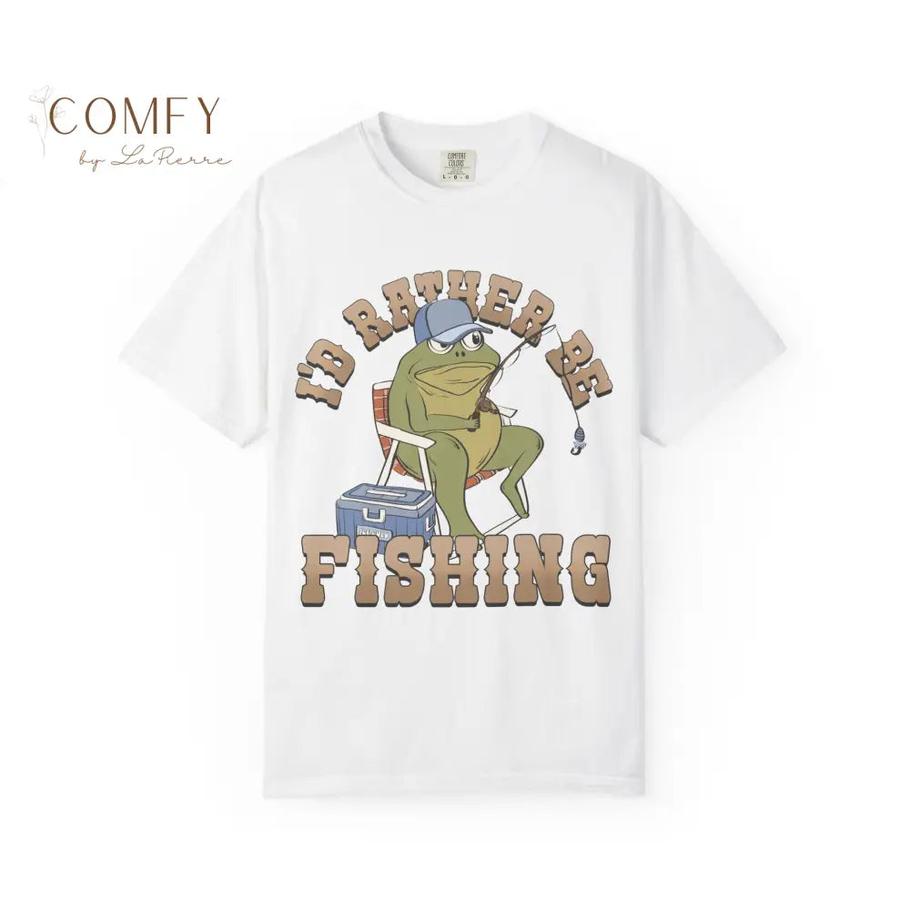 Funny Frog Fishing Shirt • “I’d Rather Be Fishing” Frog Tee • Cute Fisherman Humor Graphic T-Shirt • Unisex
