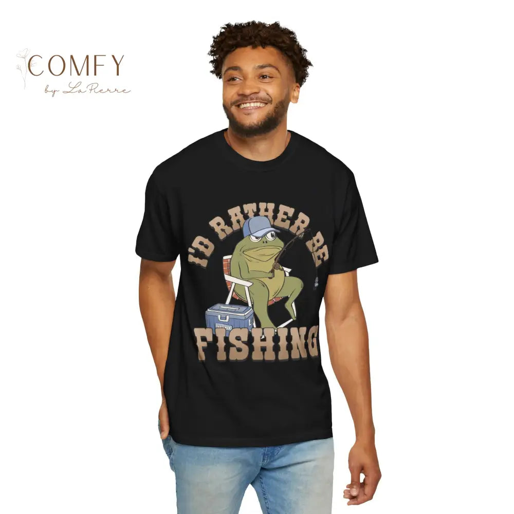 Funny Frog Fishing Shirt • “I’d Rather Be Fishing” Frog Tee • Cute Fisherman Humor Graphic T-Shirt • Unisex