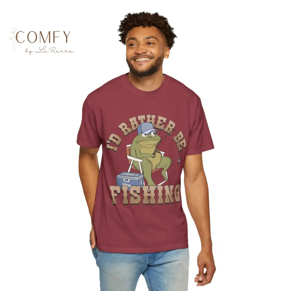 Funny Frog Fishing Shirt • “I’d Rather Be Fishing” Frog Tee • Cute Fisherman Humor Graphic T-Shirt • Unisex
