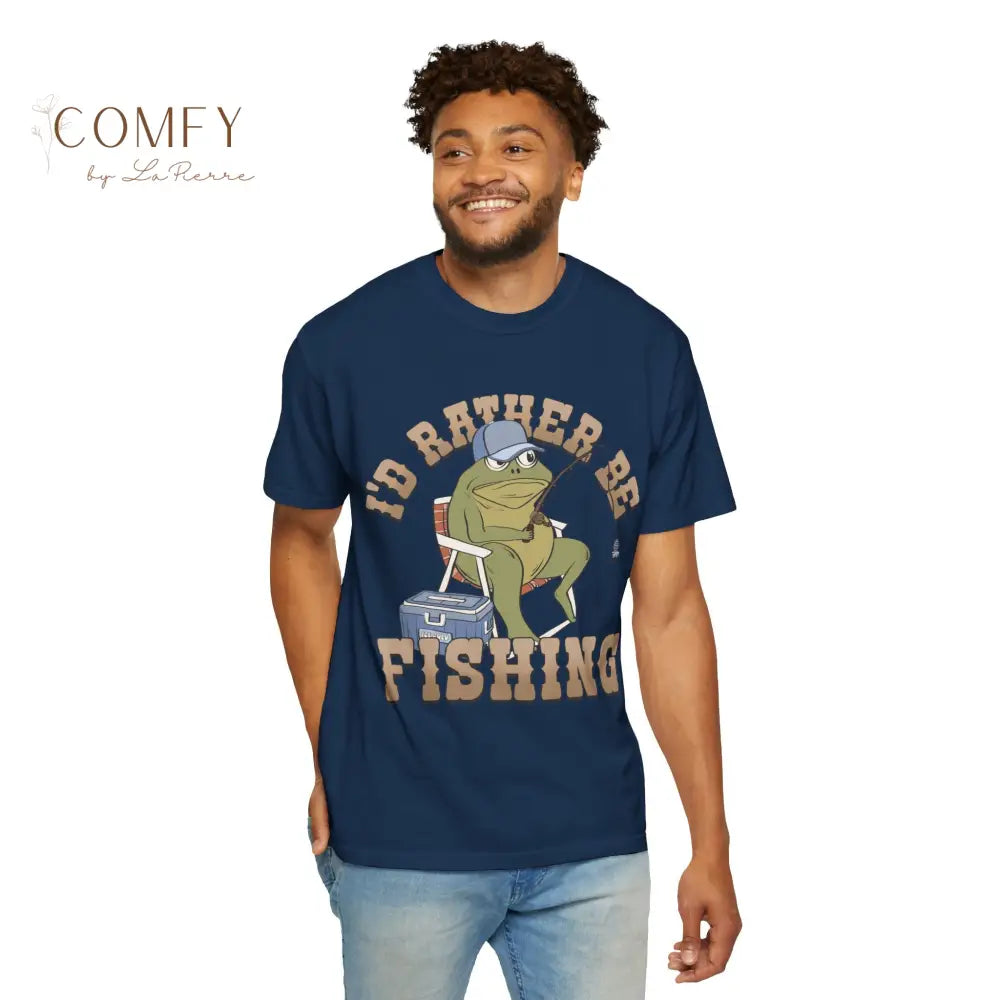 Funny Frog Fishing Shirt • “I’d Rather Be Fishing” Frog Tee • Cute Fisherman Humor Graphic T-Shirt • Unisex