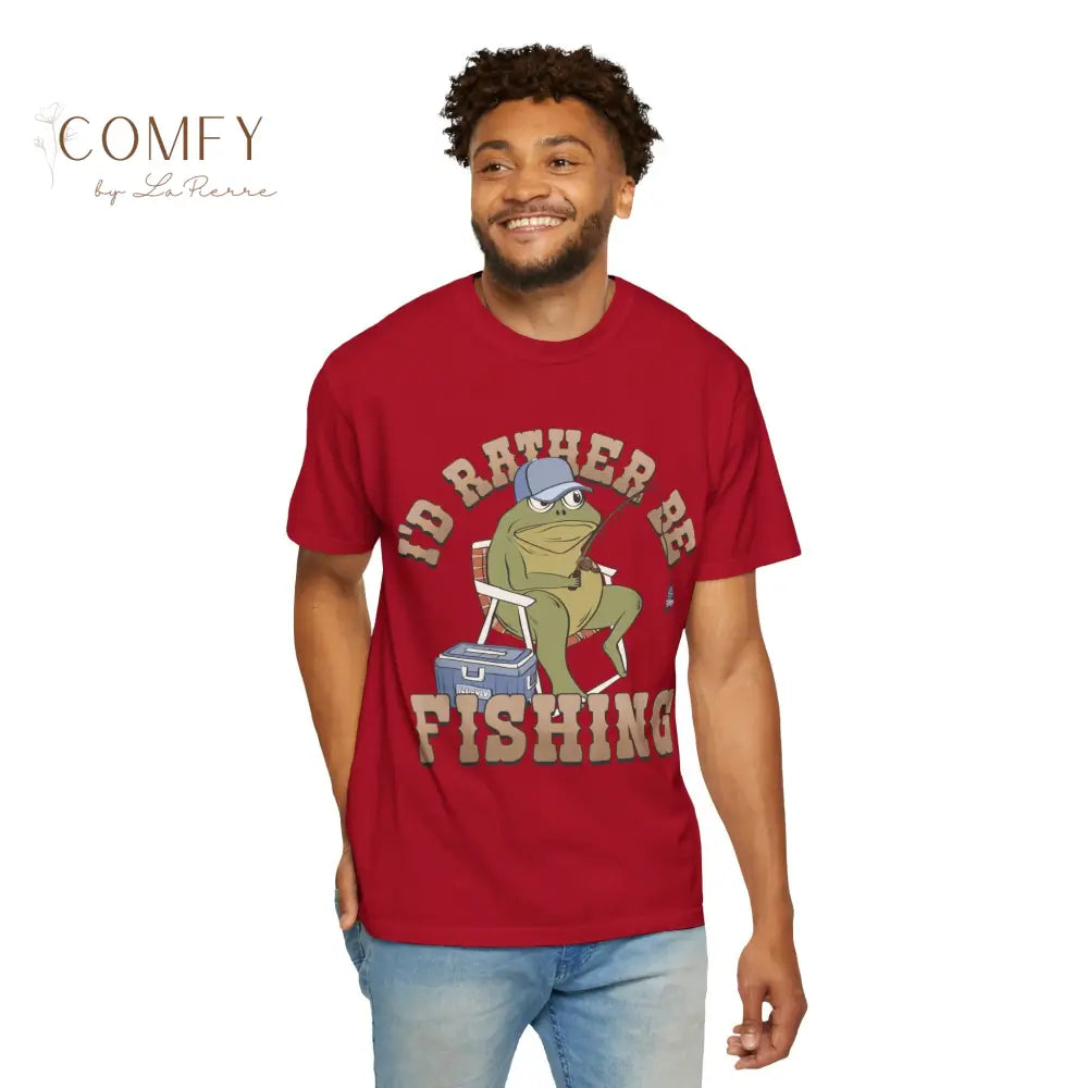 Funny Frog Fishing Shirt • “I’d Rather Be Fishing” Frog Tee • Cute Fisherman Humor Graphic T-Shirt • Unisex