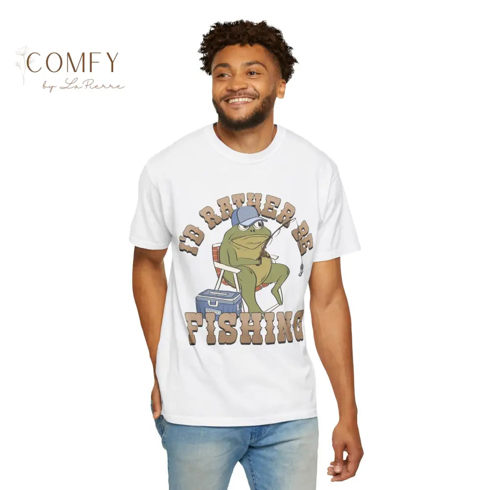 Funny Frog Fishing Shirt • “I’d Rather Be Fishing” Frog Tee • Cute Fisherman Humor Graphic T-Shirt • Unisex