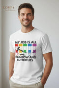 Funny Phlebotomy Shirt • “My Job Is All Rainbows and Butterflies” Lab Tech Humor Tee • Unisex Jersey T-Shirt (XS–5XL)