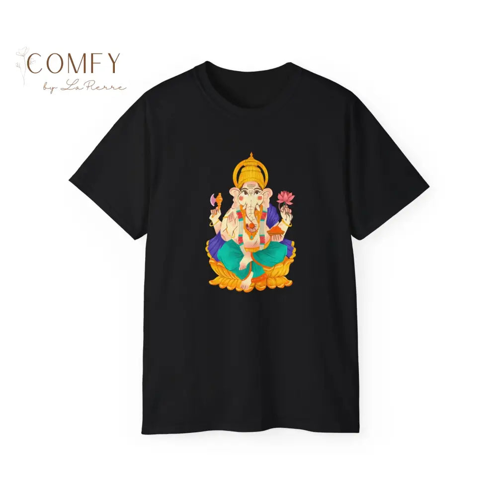 India Ganesha Ganesh Bhagwan elephant God t-shirt - Unisex Ultra Cotton Tee (S-5XL) Black / S T-Shirt