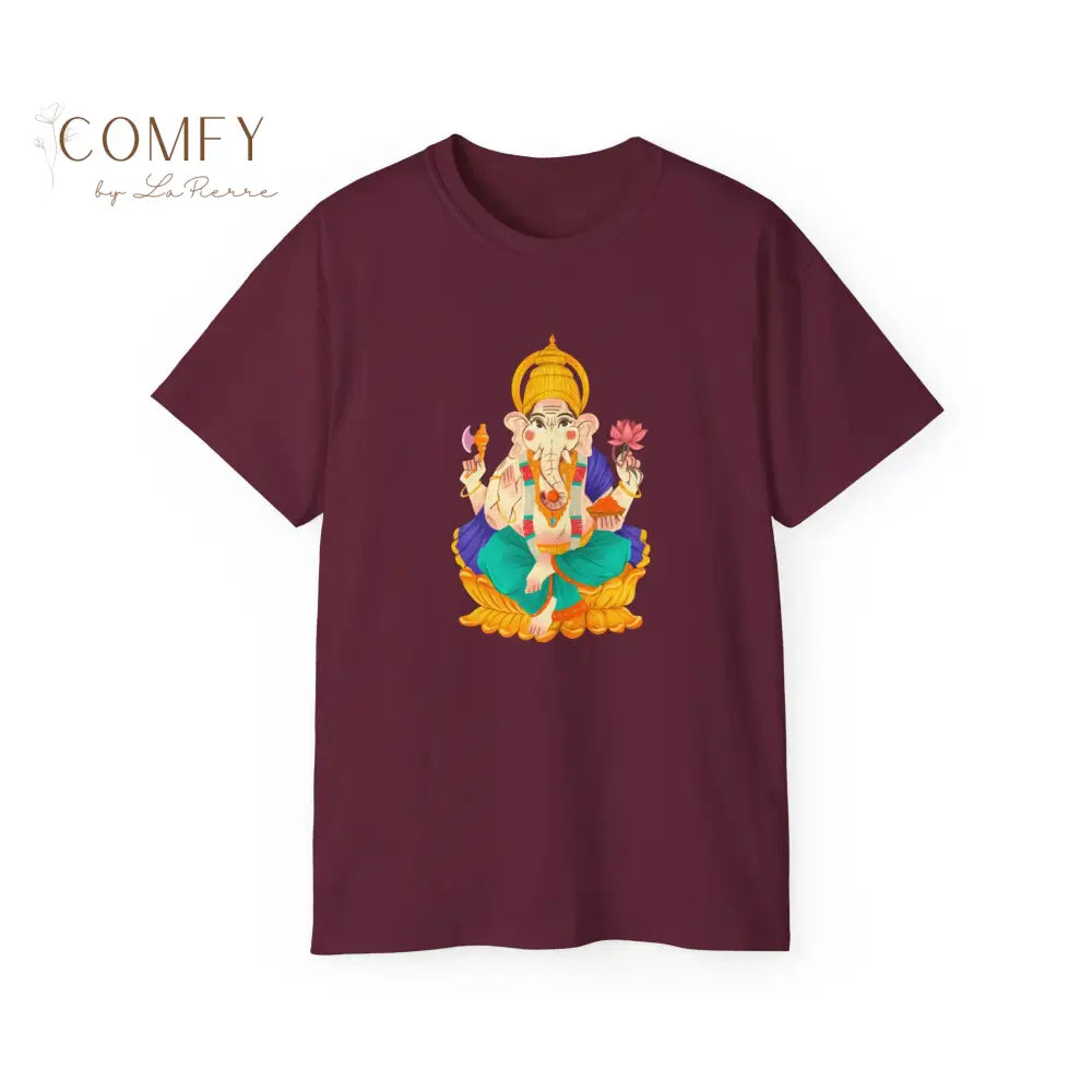 India Ganesha Ganesh Bhagwan elephant God t-shirt - Unisex Ultra Cotton Tee (S-5XL) Maroon / S T-Shirt