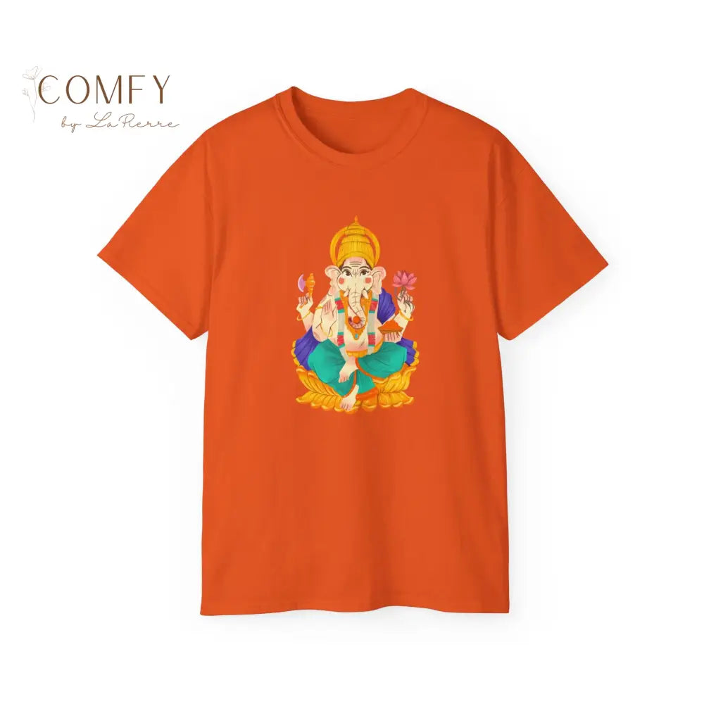 India Ganesha Ganesh Bhagwan elephant God t-shirt - Unisex Ultra Cotton Tee (S-5XL) Orange / S T-Shirt