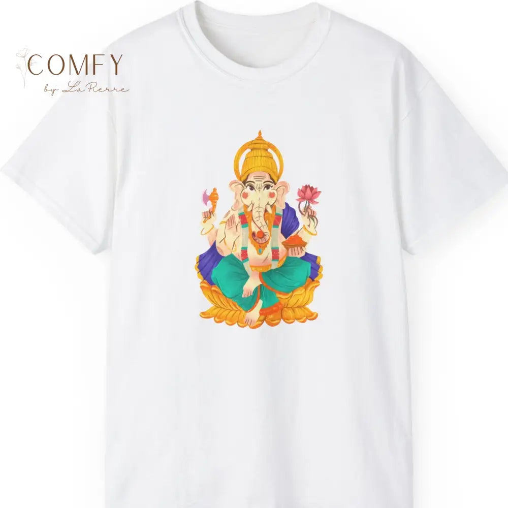 India Ganesha Ganesh Bhagwan elephant God t-shirt - Unisex Ultra Cotton Tee (S-5XL) White / S T-Shirt