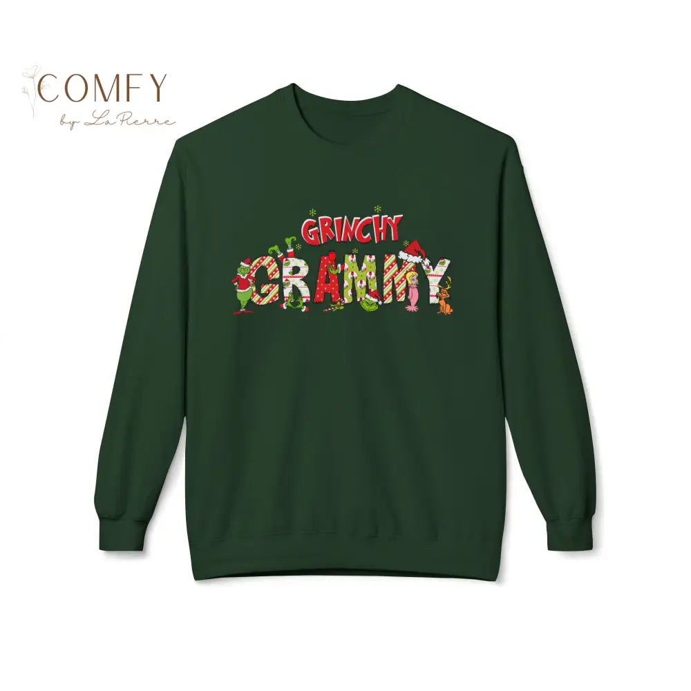 Grinchy Grammy Christmas - Unisex Softstyle Crewneck Sweatshirt (S-4XL) Forest Green / S Sweatshirt