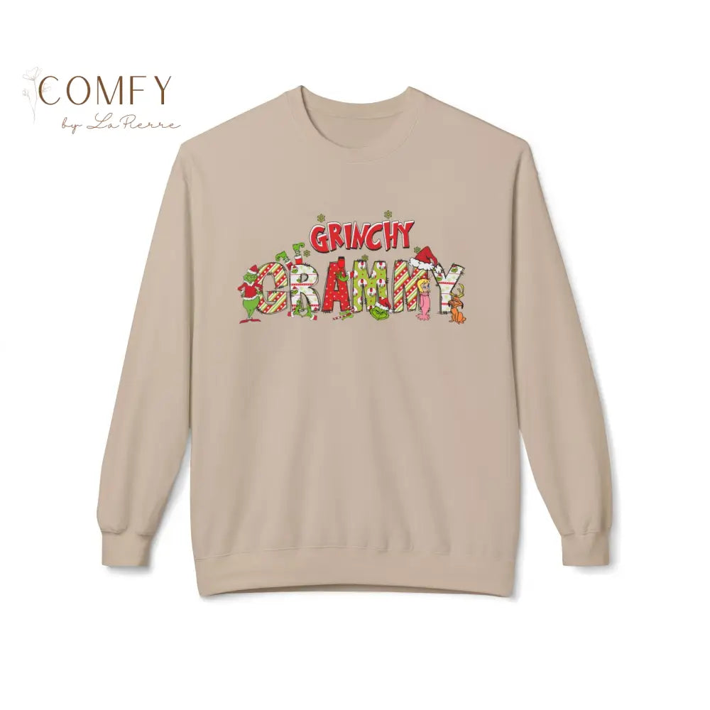 Grinchy Grammy Christmas - Unisex Softstyle Crewneck Sweatshirt (S-4XL) Sand / S Sweatshirt