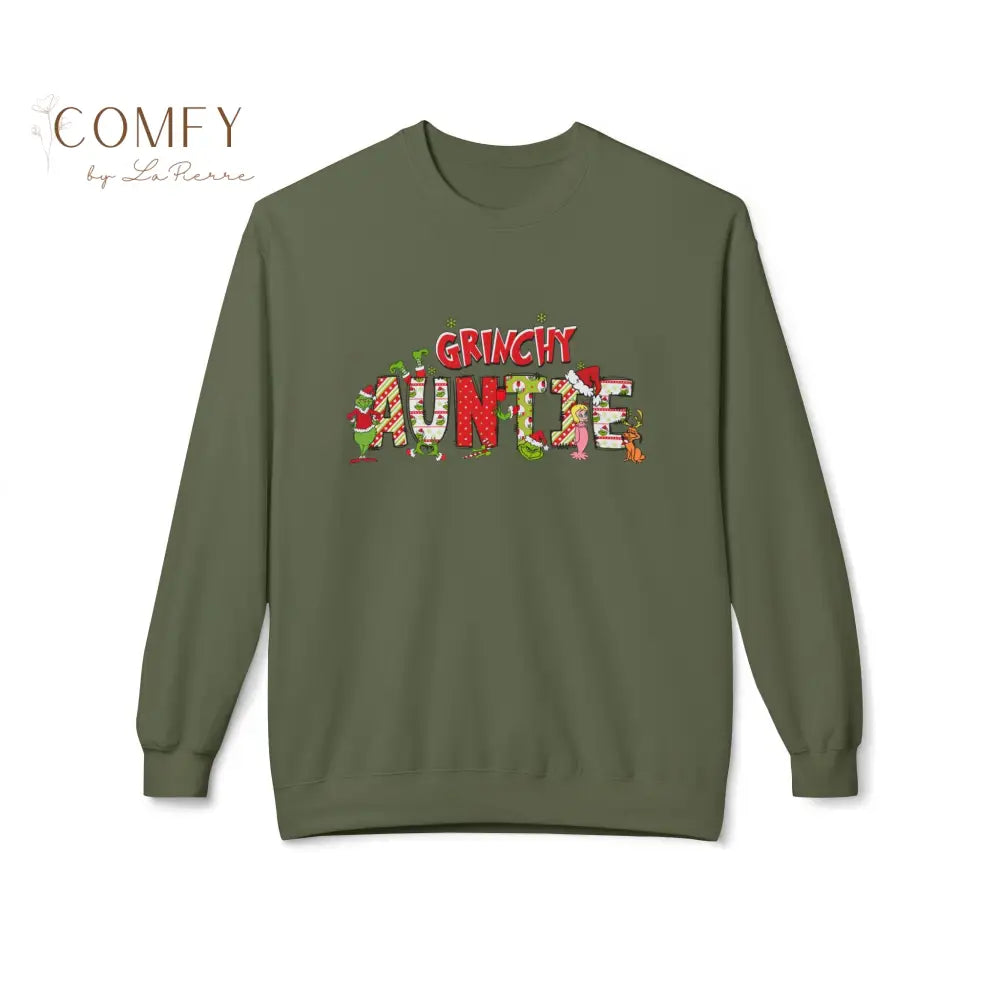 Grouchy Green Auntie Sweatshirt • Funny Holiday Aunt Crewneck • Festive Christmas Humor Pullover • Unisex Softstyle