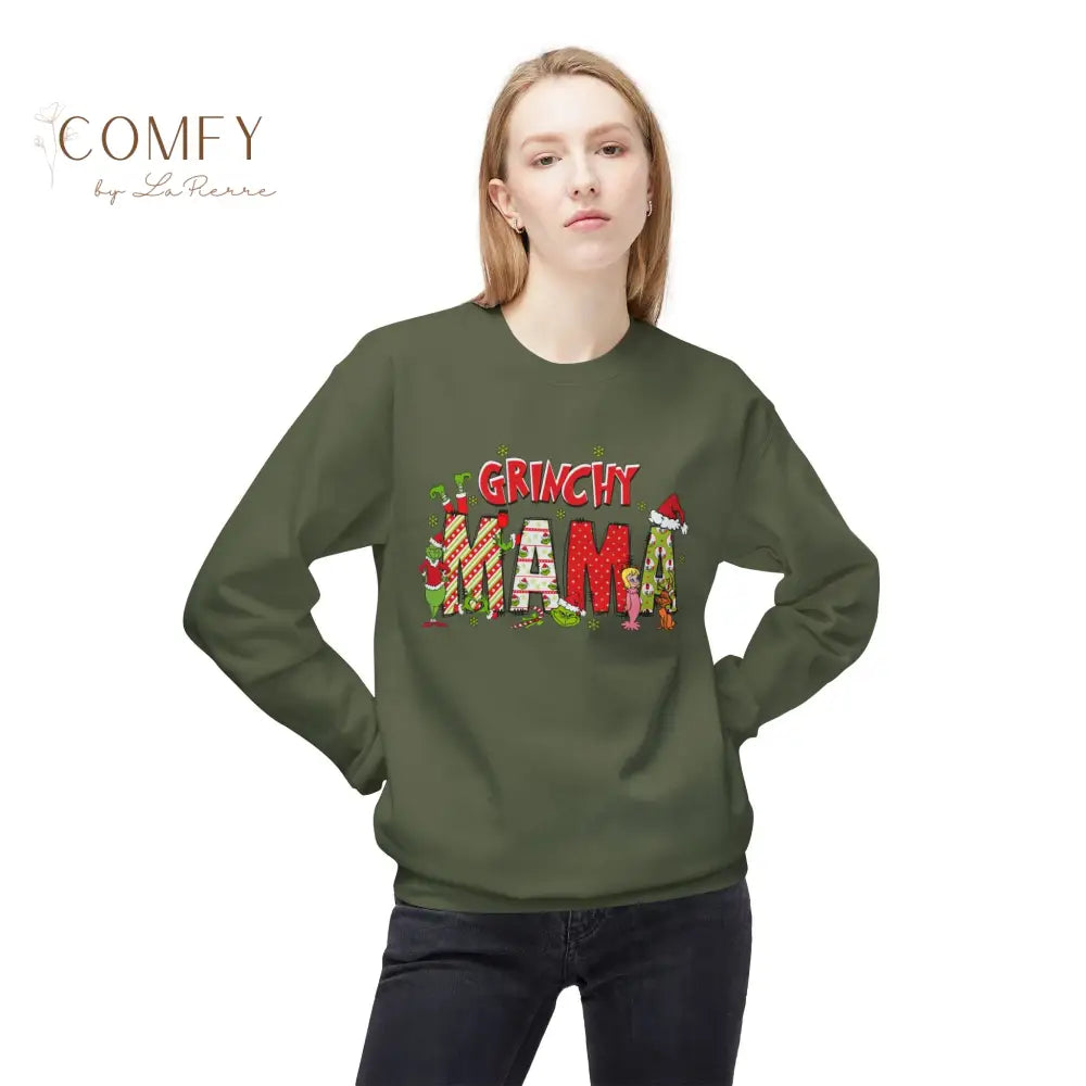 Grouchy Green Mama Christmas Sweatshirt • Funny Holiday Mom Crewneck • Festive Mama Christmas Pullover • Unisex
