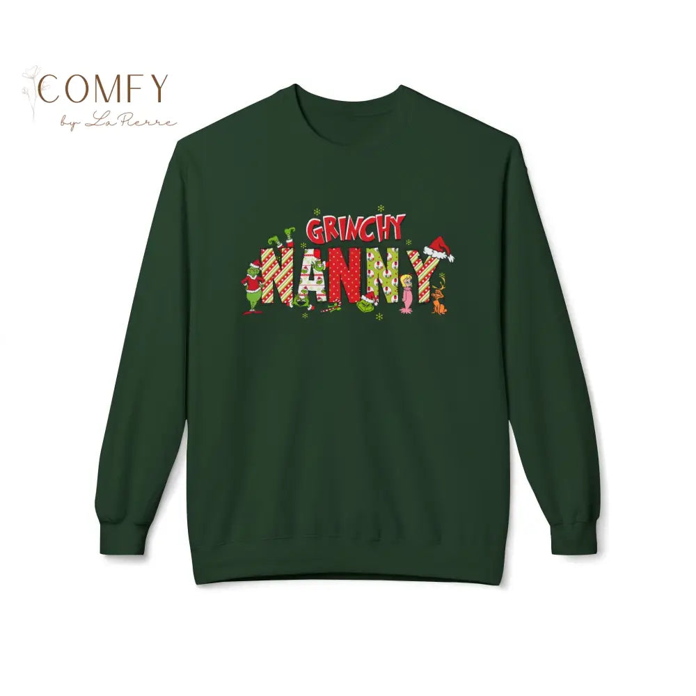 Grouchy Green Nanny Christmas Sweatshirt • Funny Holiday Nanny Crewneck • Festive Christmas Pullover for Caregivers