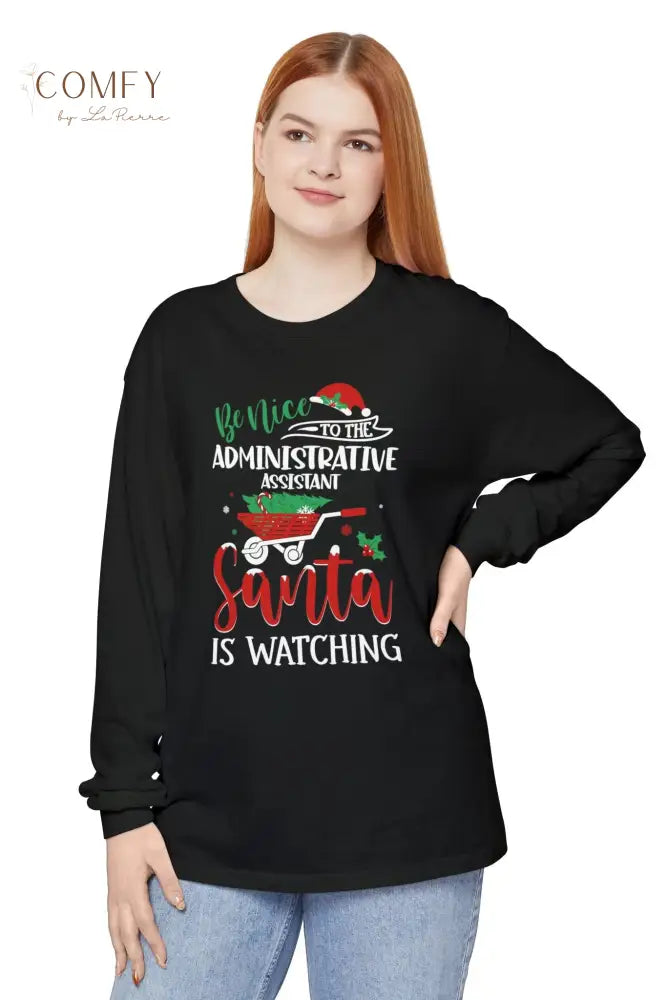 Holiday Administrative Assistant Shirt • Christmas Office Staff Long Sleeve Tee • Festive Admin Worker Graphic Shirt