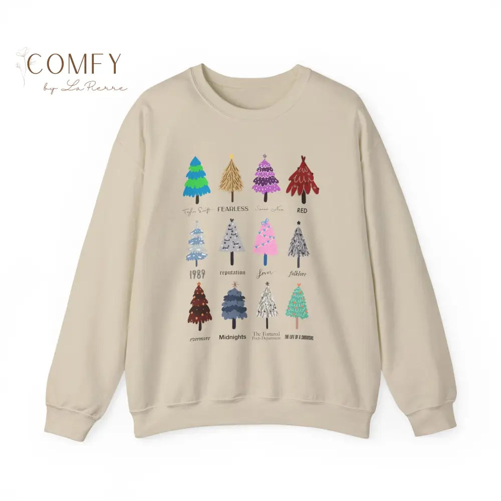 Holiday Christmas Trees Eras Crewneck Sweatshirt • Festive Unisex Fleece Pullover (S–3XL) Sand / S Sweatshirt