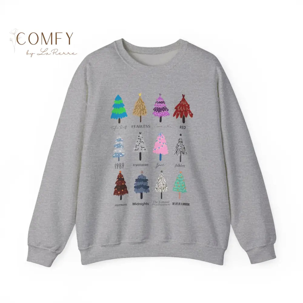 Holiday Christmas Trees Eras Crewneck Sweatshirt • Festive Unisex Fleece Pullover (S–3XL) Sport Grey / S Sweatshirt