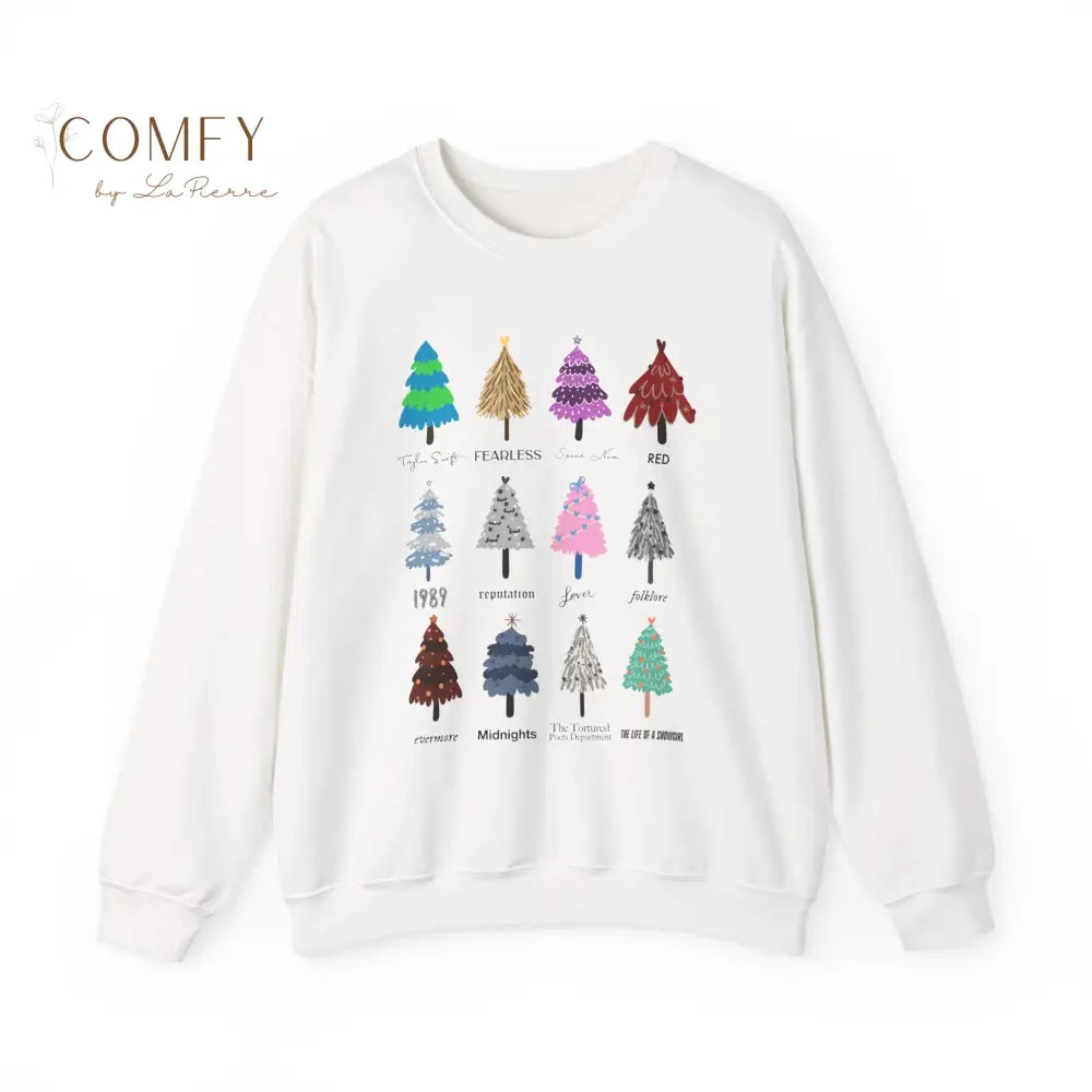 Holiday Christmas Trees Eras Crewneck Sweatshirt • Festive Unisex Fleece Pullover (S–3XL) White / S Sweatshirt