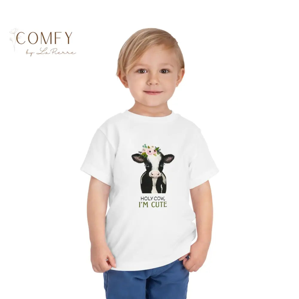 Holy Cow I’m Cute Toddler Shirt • Adorable Cow Kids Tee • Funny Farm Animal Graphic T-Shirt • Soft Toddler Short Sleeve
