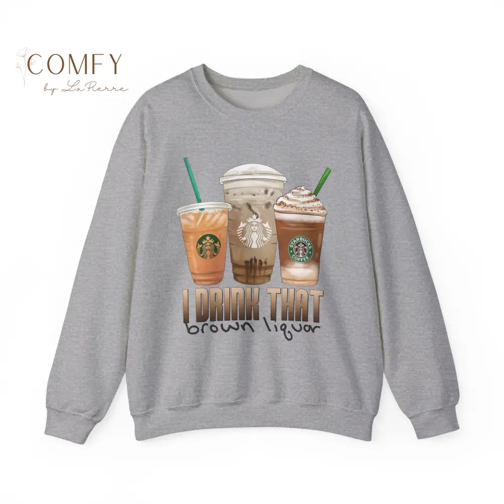 “I Drink That Brown Liquor” Father Figure Sweatshirt • Funny Coffee Dad Crewneck • Unisex Fleece Sweater (S–3XL) Sport