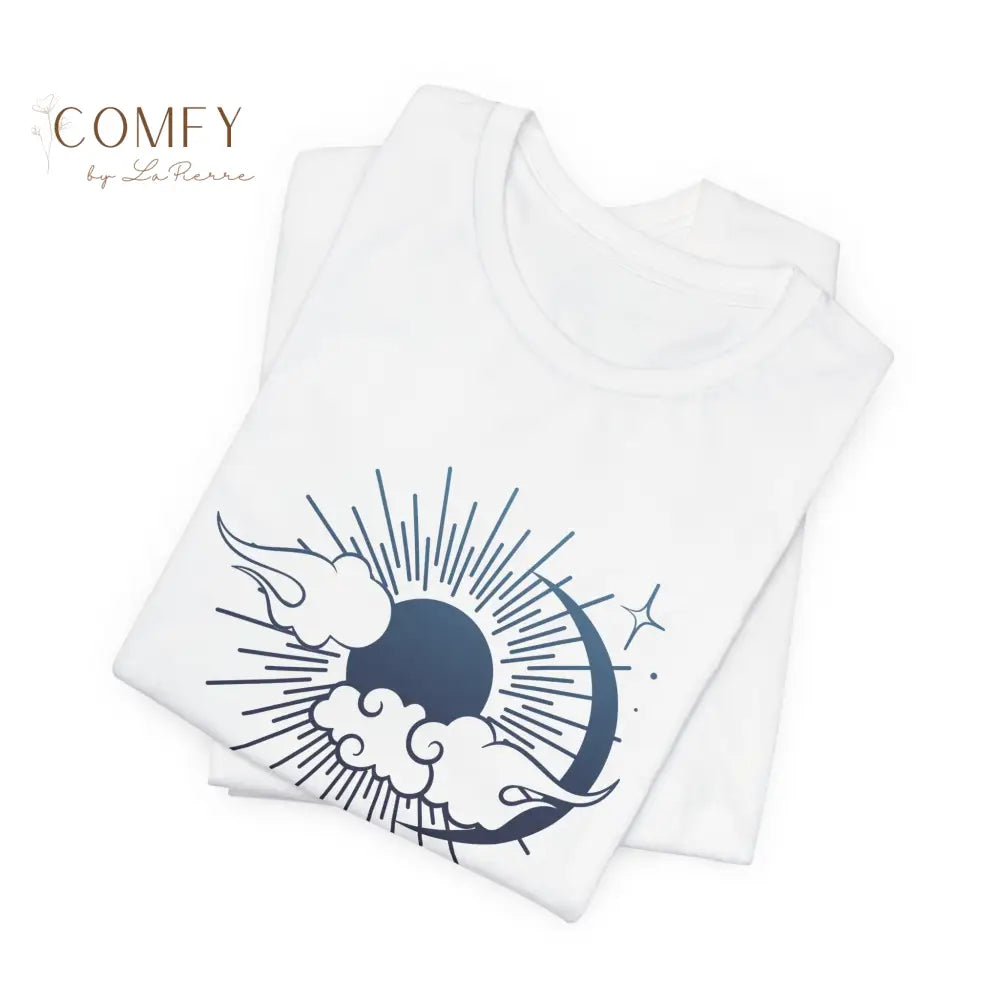 I Was Midnight Rain - Poetic Contrast Tee • Aesthetic Sun & Moon Quote Shirt • Unisex Jersey T-Shirt (S–3XL) T-Shirt