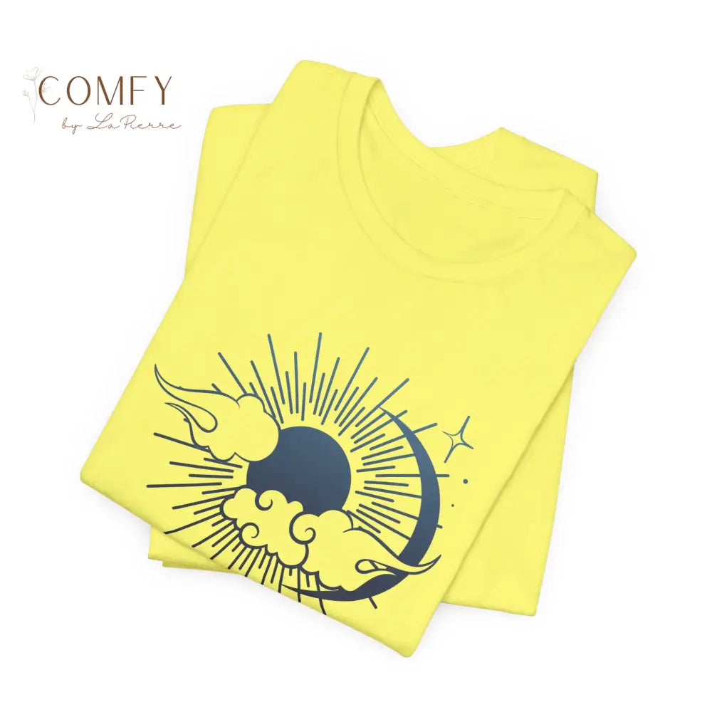 I Was Midnight Rain - Poetic Contrast Tee • Aesthetic Sun & Moon Quote Shirt • Unisex Jersey T-Shirt (S–3XL) T-Shirt