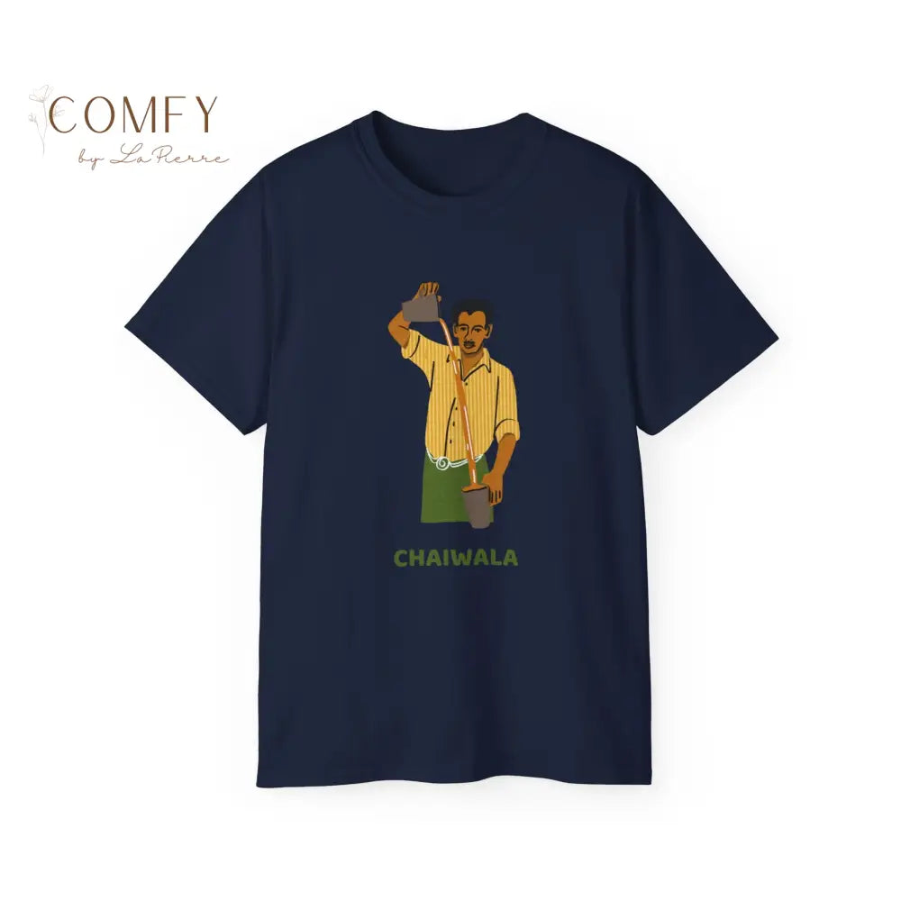 Indian chaiwala chai server street food India shirt Unisex Ultra Cotton Tee (S-5XL) Navy / S T-Shirt