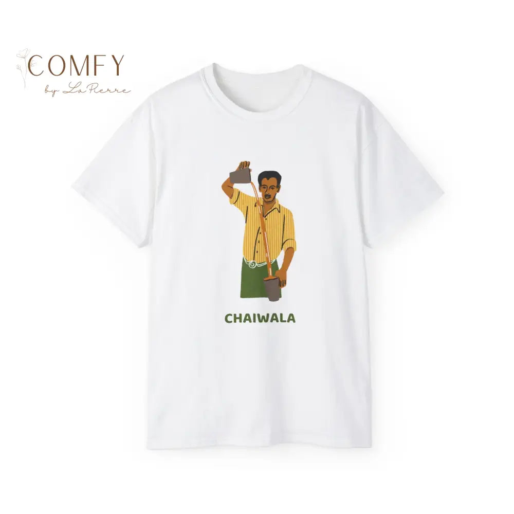 Indian chaiwala chai server street food India shirt Unisex Ultra Cotton Tee (S-5XL) White / S T-Shirt
