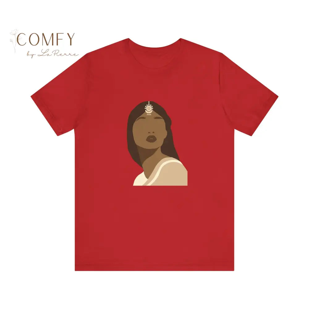 Indian Desi Woman Indian Culture soft Unisex Short Sleeve Tee (XS-4XL) Red / S T-Shirt