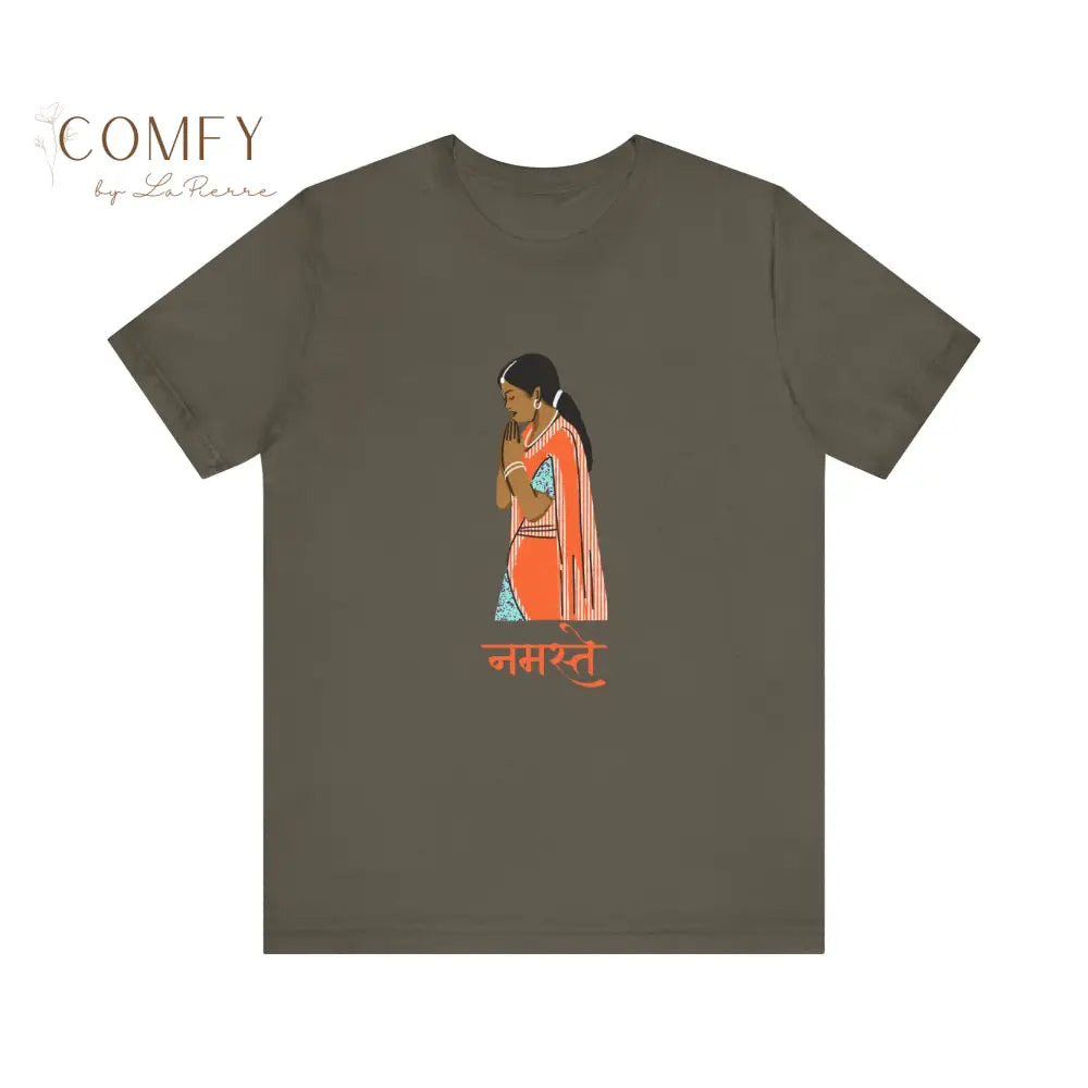 Indian Namaste soft Unisex Short Sleeve Tee Army / S T-Shirt
