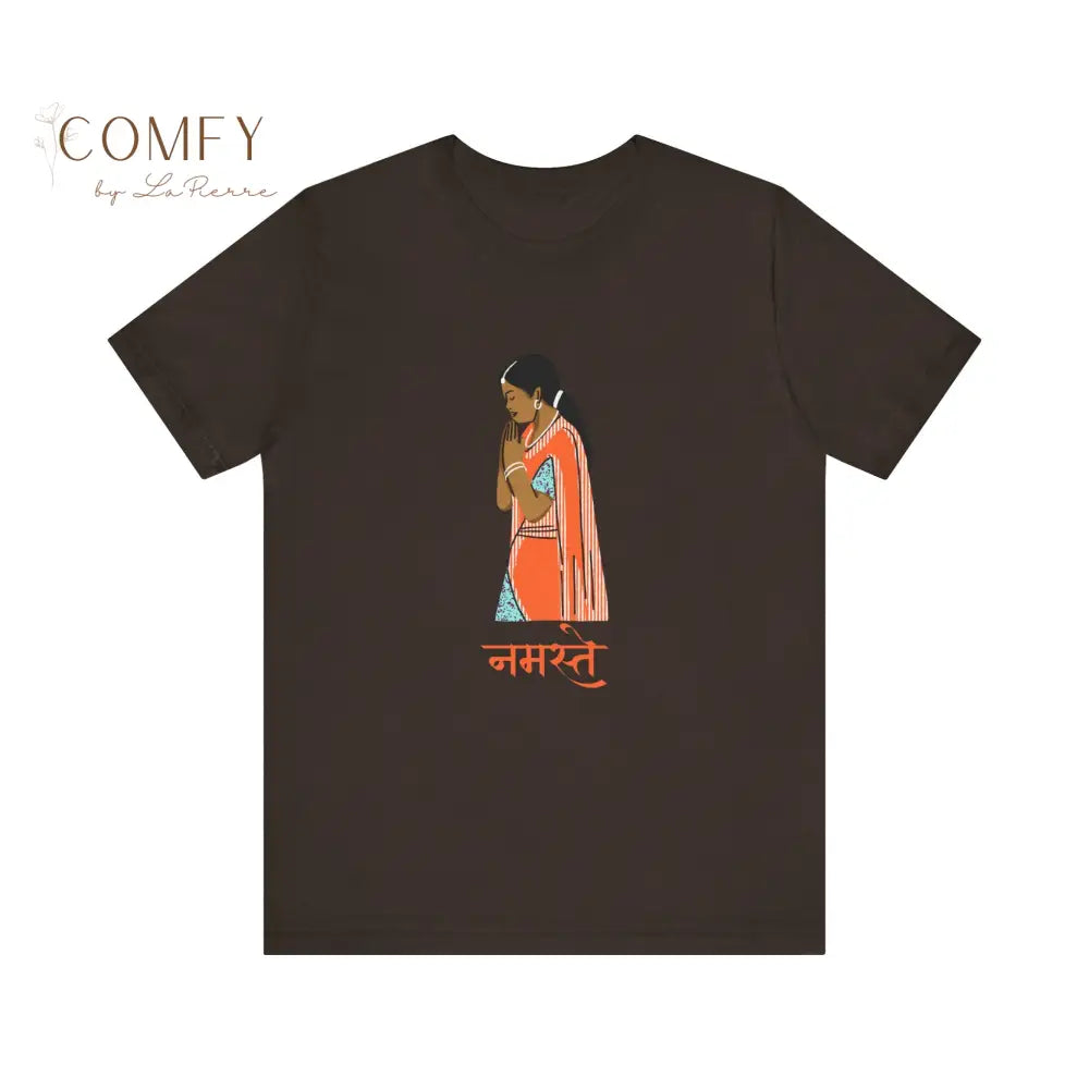 Indian Namaste soft Unisex Short Sleeve Tee Brown / S T-Shirt