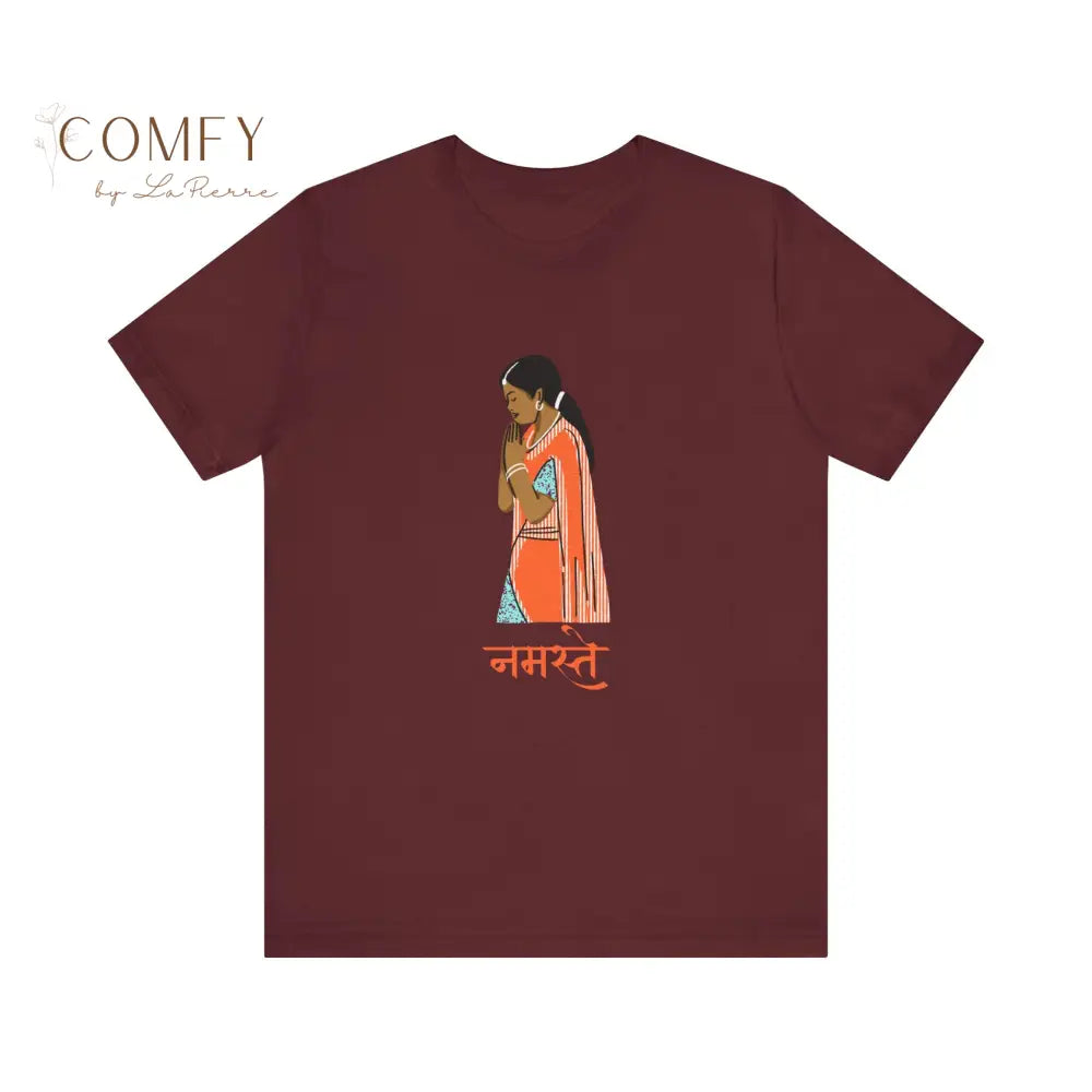 Indian Namaste soft Unisex Short Sleeve Tee Maroon / S T-Shirt