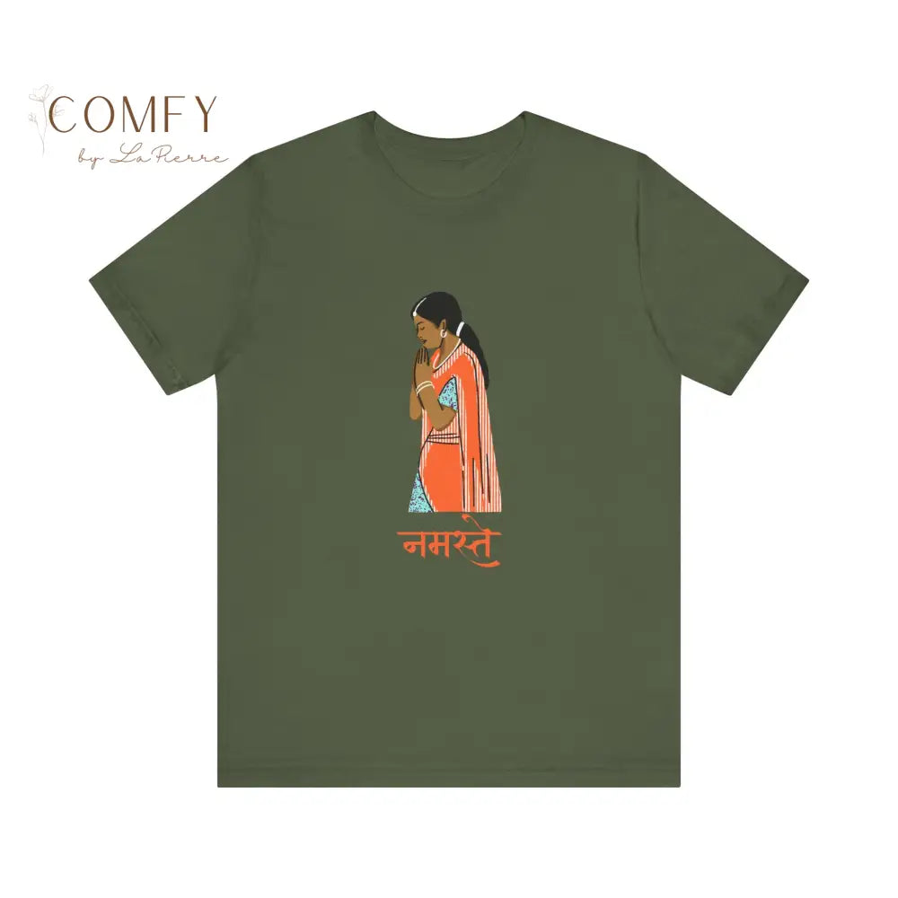 Indian Namaste soft Unisex Short Sleeve Tee Military Green / S T-Shirt