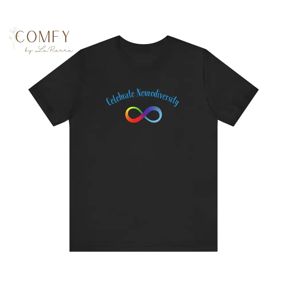 Infinity Rainbow Celebrate Neurodiversity Autism Awareness Unisex Jersey Short Sleeve Tee Black / XS T-Shirt