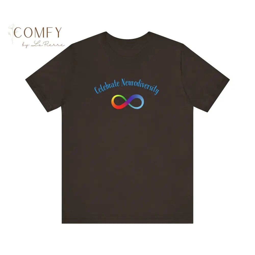Infinity Rainbow Celebrate Neurodiversity Autism Awareness Unisex Jersey Short Sleeve Tee Brown / XS T-Shirt