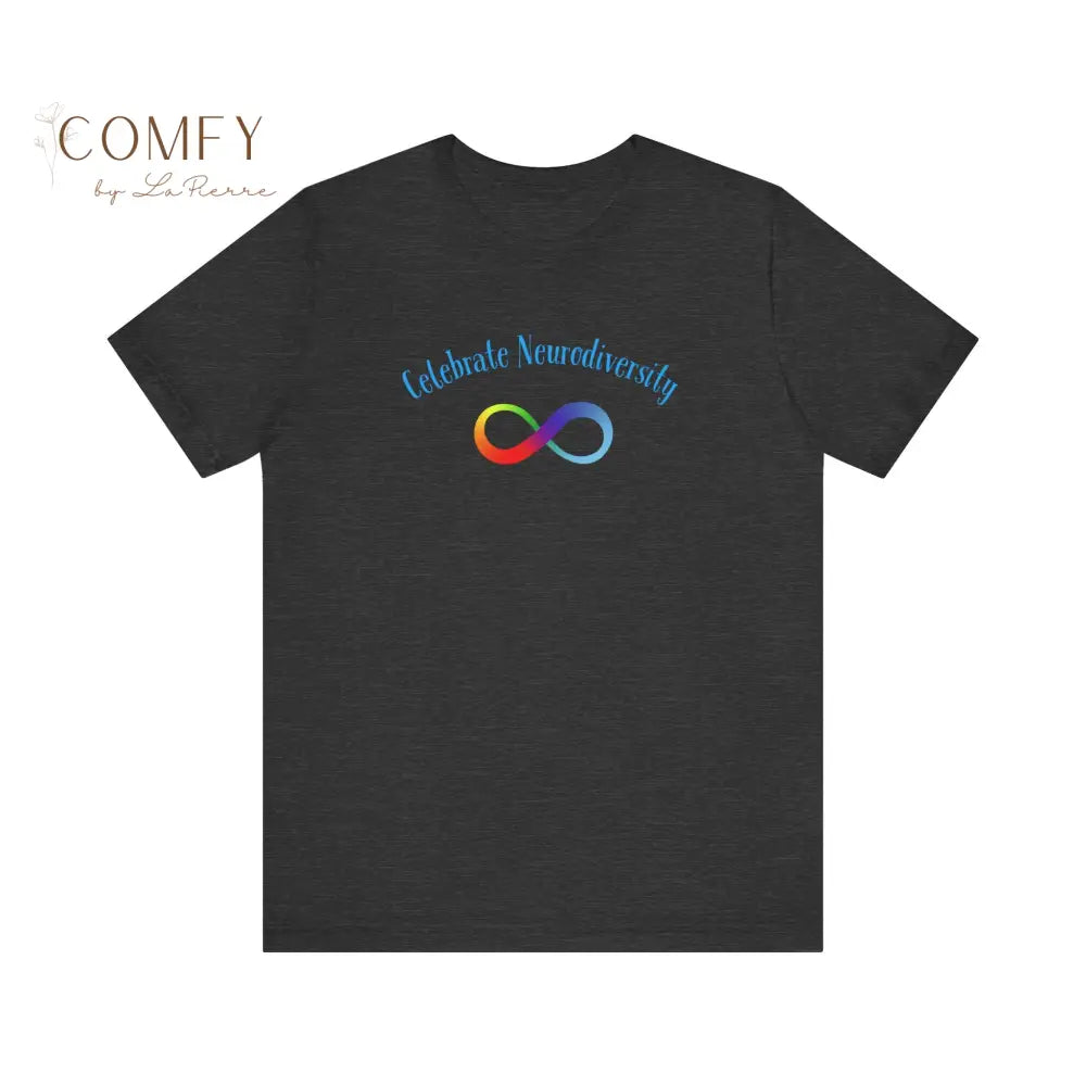 Infinity Rainbow Celebrate Neurodiversity Autism Awareness Unisex Jersey Short Sleeve Tee Dark Grey Heather / XS T-Shirt