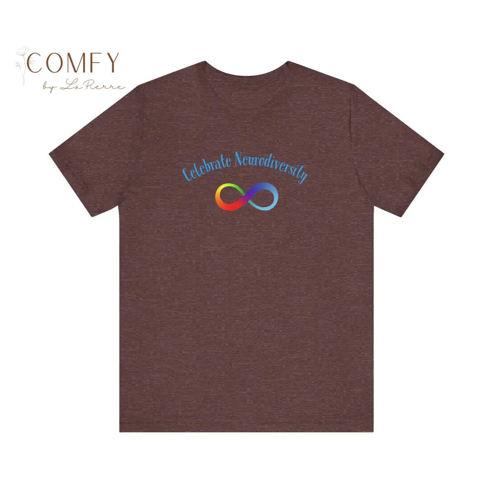 Infinity Rainbow Celebrate Neurodiversity Autism Awareness Unisex Jersey Short Sleeve Tee Heather Maroon / XS T-Shirt