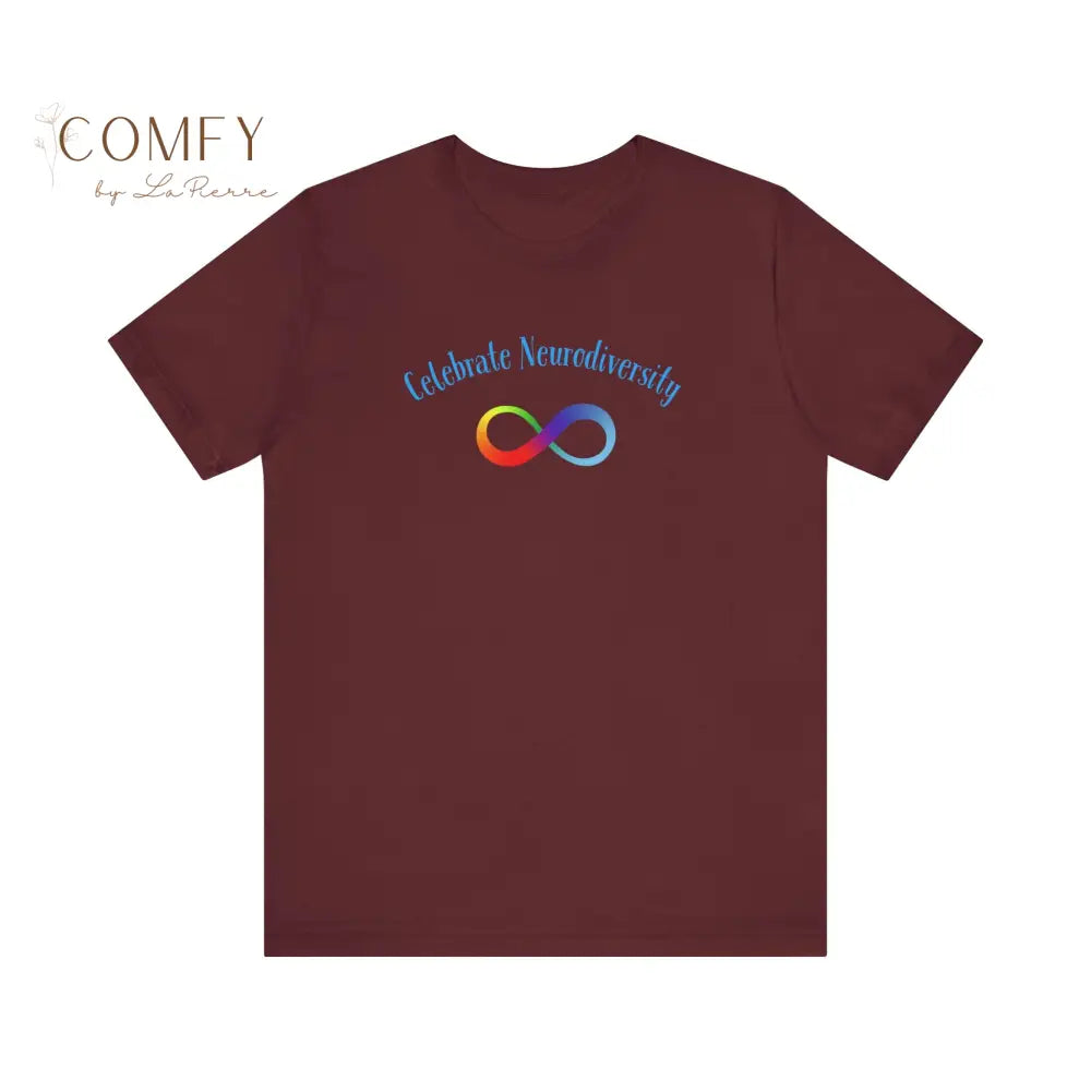 Infinity Rainbow Celebrate Neurodiversity Autism Awareness Unisex Jersey Short Sleeve Tee Maroon / XS T-Shirt