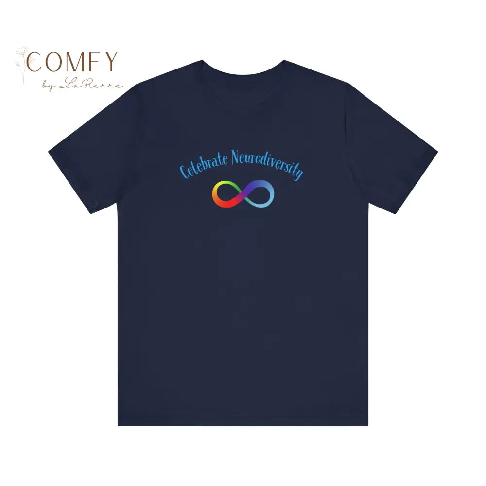 Infinity Rainbow Celebrate Neurodiversity Autism Awareness Unisex Jersey Short Sleeve Tee Navy / XS T-Shirt