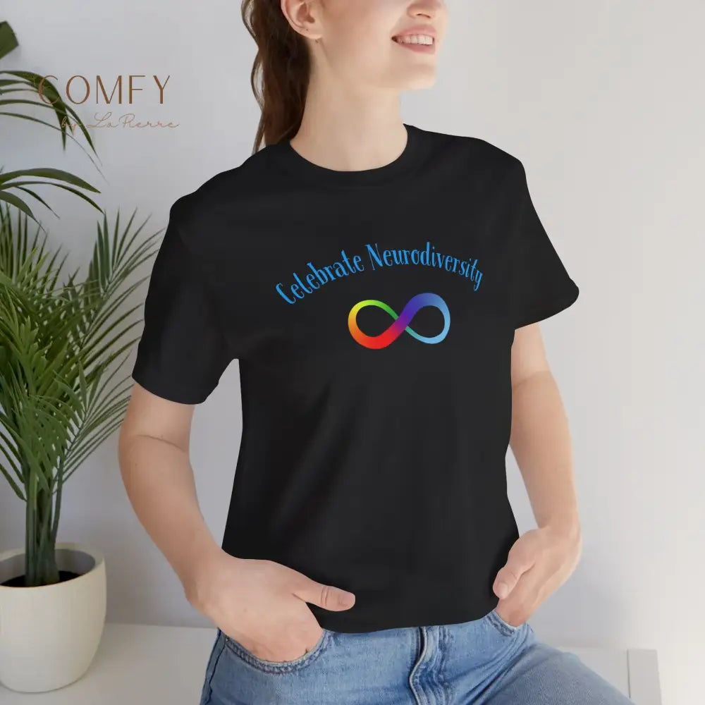 Infinity Rainbow Celebrate Neurodiversity Autism Awareness Unisex Jersey Short Sleeve Tee T-Shirt