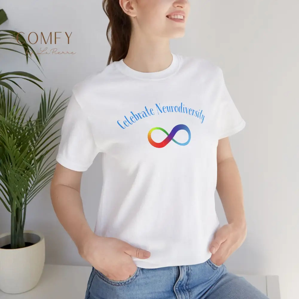 Infinity Rainbow Celebrate Neurodiversity Autism Awareness Unisex Jersey Short Sleeve Tee T-Shirt