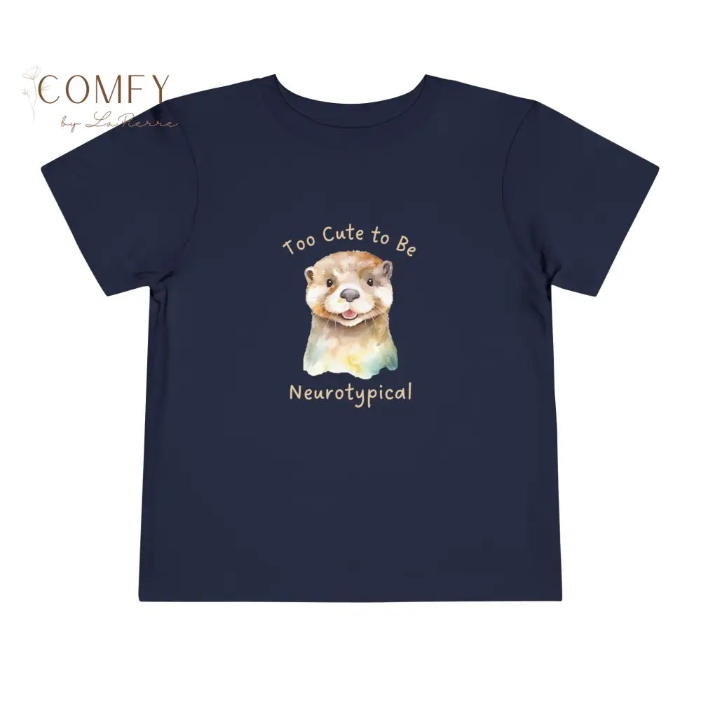 Otter - Too Cute to Be Neurotypical SOFT Toddler Short Sleeve Tee Navy / 2T Kids clothes