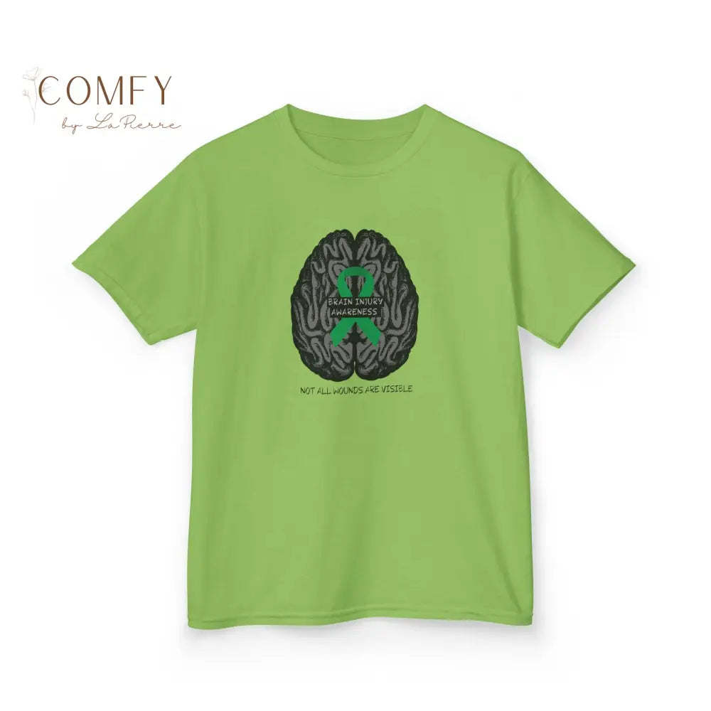 Kids Brain Injury Awareness Shirt • “Not All Wounds Are Visible” TBI Support Tee • Children’s Heavy Cotton™ T-Shirt XS